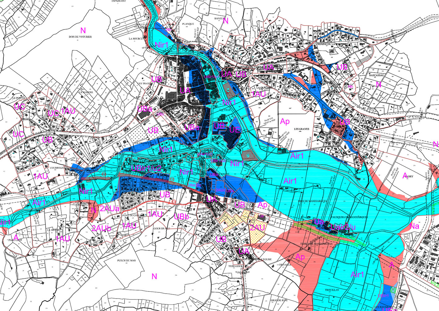 Plan zones inondables St-Hippolye du Fort